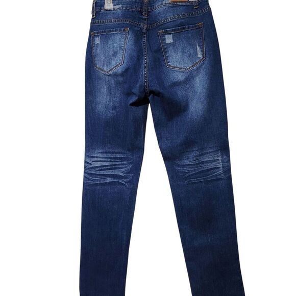 Lucky and Blessed Jeans Size 10 Blue Distressed Stretch Straight Leg - Picture 5 of 16
